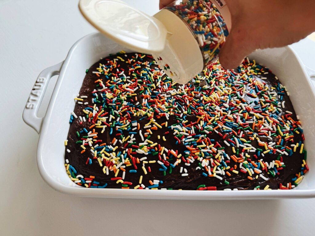 Sprinkles before baking brownies