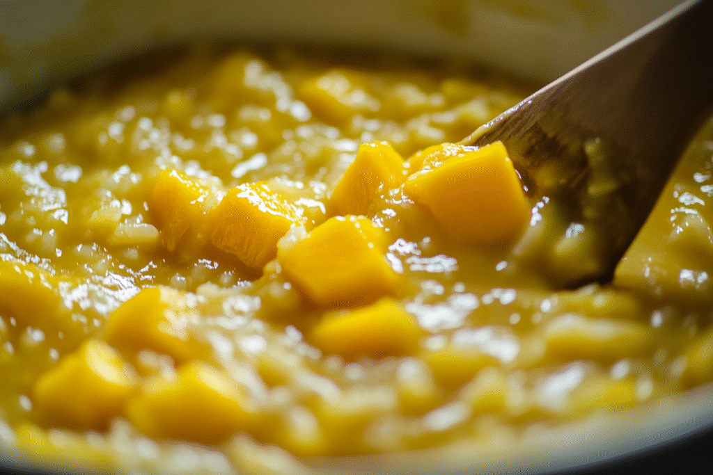 Preparing the base mixture for DIY Mango Sticky Rice Chips